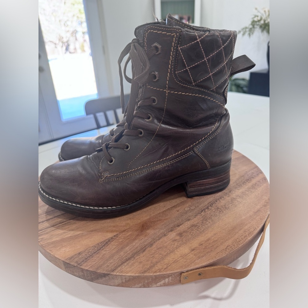 Taos Brown Leather Lace-Up Boots Size 41 - Picture 1 of 7